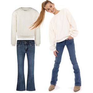 Kledingset - Off White Sweater - Jeans - 98% Katoen - 2% Elastaan