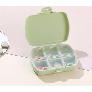Pillendoos met 6 vakken - Opbergdoos voor medicijnen - Geel en groen - Vochtbestendig - Reizen en dagelijks gebruik
