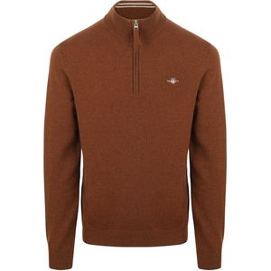 GANT - Superfine Lambswool Half Zip - Gebreide Trui - Charcoal Melange