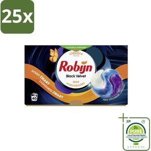 25 x Robijn - 3-in-1 Black Velvet - Wascapsules - 40 Wasbeurten - Grootverpakking - Wascapsules - Zwarte Was - Wasmiddel - Wasverzorging - Wasparfum