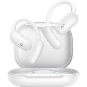 soundcore AeroFit 2 by Anker, open-ear oordopjes, niet-intrusief ontwerp, verstelbaar comfort, goede pasvorm, rijke bas, hi-res audio, 42 uur afspeeltijd, Bluetooth 5.4, draadloos opladen, IP55, open-ear earbuds