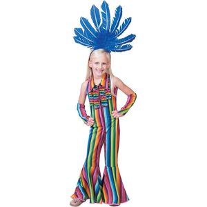 Funny Fashion - Hippie Kostuum - Ibiza Hippie Jumpsuit - Meisje - Multicolor - Maat 116 - Carnavalskleding - Verkleedkleding