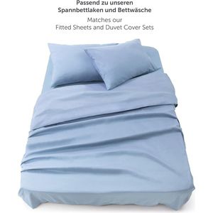 Laken voor tweepersoonsbed, 320 x 275 cm, onderhoudsvriendelijke microvezel, zachte stof, zonder elastiek - blauw