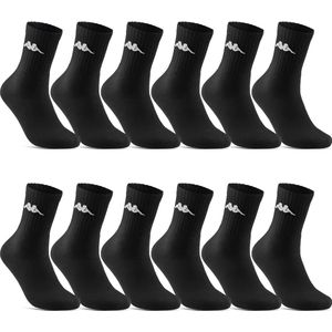 Kappa Multipack - 12 paar sportsokken hoog - Zwarte sokken - maat 43-46