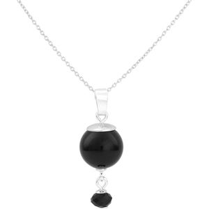 ARLIZI 1776 Ketting Parel Swarovski Kristal Zwart - Sterling Zilver - 44 cm