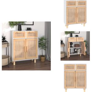 vidaXL Dressoir - Dressoirs - Kast - Wandkast - Dressoir 60x30x75 cm massief grenenhout en rattan wit