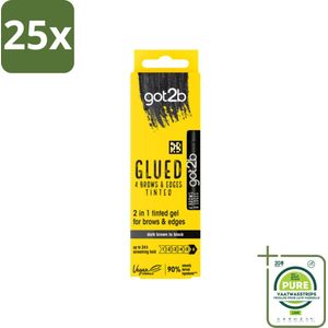 25 x Got2B - 2-in-1 Gel - Brows & Edges Zwart - 16 ml - Grootverpakking - Wenkbrauwen En Haarranden - Gestylde Brows - Haarranden - Zwart Gel - 2-in-1 Gel