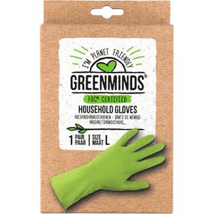Greenminds® | 6 paar Huishoudhandschoenen | Maat L | Groen | FSC rubber | Eco
