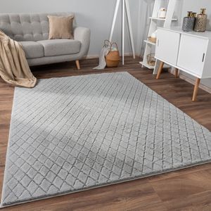 Paco Home Hoogpolig Vloerkleed Woonkamer Shaggy Scandinavisch Geometrisch Rhombus Modern 80x150 cm