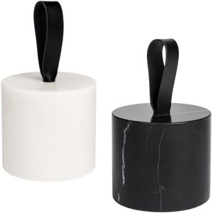 Set van 2 - Marmeren Deurstopper - Zwart & Wit - Ø 8,5 x 9 cm