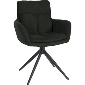 CLP Vilas Eetkamerstoel - Draaibaar - Fauteuil - Met armleuning - Metaal frame - Stof - zwart