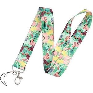 Keycords - stevig keycord flamingo - lanyard - sleutelhanger - sleutelkoord