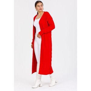 Gebreide Vest voor dames lang | Rood Damesvest