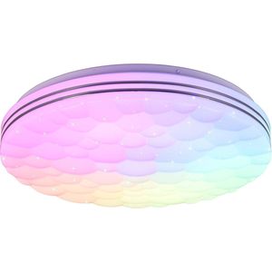 Reality - LED Plafondlamp - Plafondverlichting - 22W - Aanpasbare Kleur - RGB - Afstandsbediening - Dimbaar - Sterlicht - Rond - Wit - Kunststof