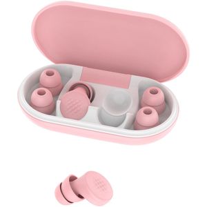 Oordopjes voor het slapen, 45 dB ruisonderdrukking, herbruikbare zachte siliconen ergonomische oordopjes, 4 maten (XS/S/M/L), geschikt voor slapen/reizen/concentreren, roze