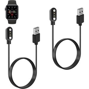 2 stuks magnetische smartwatch-oplader compatibel met YAMAY SW022 Ticwatch GTX Haylou RT LS05S AGPTEK LW11 2-pins 4 mm USB-oplaadkabel met ingebouwde veiligheidskenmerken - draagbaar en duurzaam