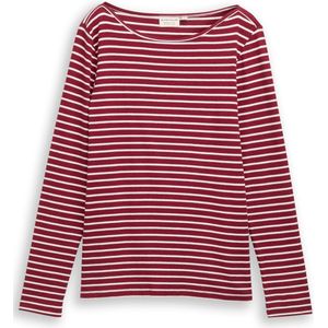 Tom Tailor - Shirt - Rood Offwhite Streepmotief - Lange Mouwen