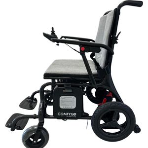 COMFYGO Phoenix, 12.3 kg Ultra Lichtgewicht Carbon Fiber Elektrische Rolstoel, met Afstandsbediening, 51cm zit, Grijze stof, 2x7.8 Ah (tot 28 km)
