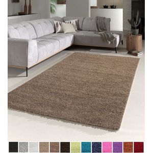 Flycarpets Candy Shaggy Vloerkleed - 140x140cm - Mocca - Hoogpolig - Vierkant