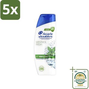 5 x Head & Shoulders - Shampoo - Menthol Fresh - Verfrissende & Verzorgende Menthol - 285 ml - Grootverpakking - Head & Shoulders Menthol Fresh Shampoo - Anti-roos Shampoo - Menthol Shampoo - Verfrissend Shampoo - Hoofdhuid Verzorging