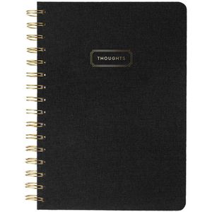 Eccolo Wirebound Notebook, Flexible Faux Leather Covers, 192 Cream Lined Pages, Oxford Black Unknown Binding 20.96 x 15.24 x 1.02 cm