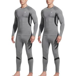 Tweedelige thermische ondergoedset voor heren - Sneldrogend, Fleece Gevoerd, Lange Mouwen, Lange Onderbroek