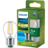 Philips UltraEfficient LED lamp - 25W - E27 fitting - Warmwit licht: 2700K - Helder glas - P45 kogellamp - Lange levensduur