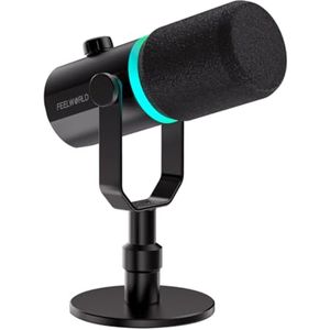 Dynamische Microfoon met XLR/USB voor Podcast en Gaming - RGB Licht, Stille Modus, Hoofdtelefoon Jack, Bureau Standaard, XLR Kabel