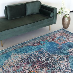 Vloerkleed vintage 200x300cm blauw perzisch oosters tapijt