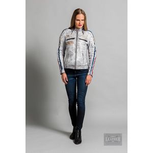 Urban Leather Fifty Eight Leren Motorjas Dames - Licht Grijs - Maat L