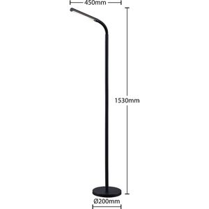 Lindby - LED vloerlamp - 1licht - ijzer - H: 153 cm - zwart - Inclusief lichtbron
