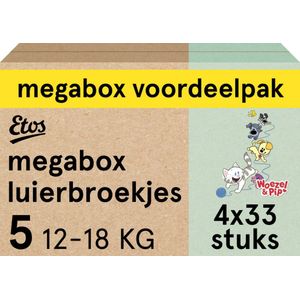 Etos Luierbroekjes - Woezel & Pip - Maat 5 - 12 tot 18 kg - Megabox Voordeelpak - 132 stuks