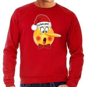 Bellatio Decorations foute kersttrui/sweater heren - Leugenaar - rood - braaf/stout L