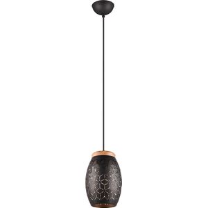 LED Hanglamp - Hangverlichting - Trion Dabi - E27 Fitting - Rond - Zwart/Goud - Metaal