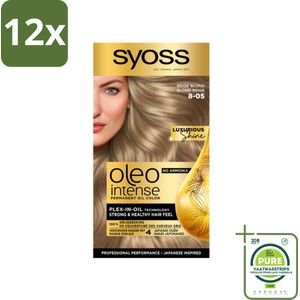 SYOSS - Oleo Intense 8-05 Beige Blond - Haarverf - Zonder Ammoniak - Grijsdekking - Langdurige Kleur - Voordeelverpakking - 12 stuks - Permanente haarkleuring - Haarkleur