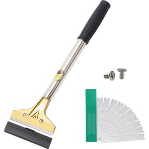 32 cm behangverwijderaar, behangschraper met steel, verfschraper met 10 reservemesjes voor het verwijderen van lijm, lijmresten, stickers en behang