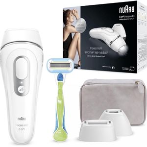 Silk Expert Pro 3 Ontharingsapparaat - IPL Laser Ontharing Voor Vrouwen & Mannen - Venus Scheermes - Tas Inbegrepen - Cadeau Voor Vrouwen - PL3133 Wit/Zilver ontharingsapparaat