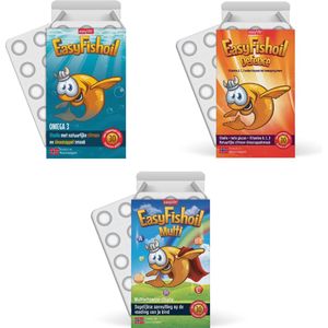 EasyFishoil Kinder Vitamines Omega‑3 Voordeelpakket – Kids Basic + Defence + Multi Grow – Visolie Gummies met Vitamines A, C, D, E, K2 & Mineralen – Voor Groei, Weerstand & Voedingsbalans