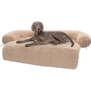 BTD Pluizig Hondenbed TBV Bank - Hondenbed - Voor Grotere Honden - Ideaal Geschikt Voor Op Bed, De Bank, De Grond Of In De Auto - Maat L - Kleur Beige - Geschikt Voor Wasmachine - Mogelijkheid Om Meerdere Te Koppelen