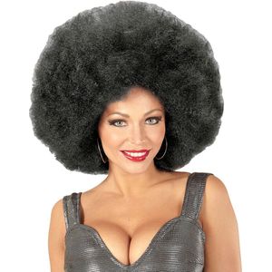 Widmann - Soul Diva Pruik, Afro Extra Groot Zwart - Zwart - Carnavalskleding - Verkleedkleding