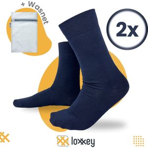 Loxxey® - Katoen - Herensokken - 2 Paar - Maat 39-42 - Donkerblauw