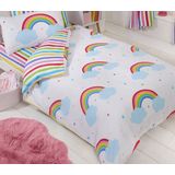 Dekbedovertrek Regenboog 1 persoons - Zuurstokkleuren achterkant - Eenpersoons dekbed met 1 kussensloop - Rainbow Sky