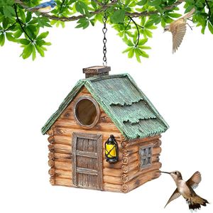 Decoratief vogelhuis, harsachtig vogelhuisje om op te hangen, buiten, vogelnestkast voor hummingbird, mezenkast met 40 mm invliegat, nesthulp, vogelhuisje voor tuin, balkon, terras (A)