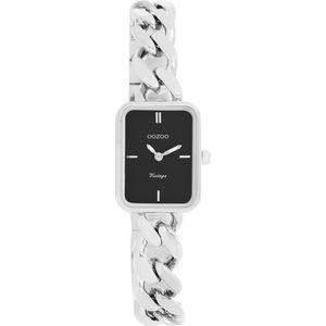 Zilverkleurige OOZOO horloge met zilverkleurige grove schakelarmband - C20361