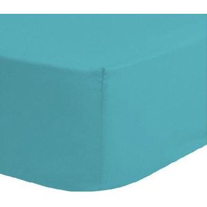 Premium hoeslaken-jersey-100% katoen -stretch-1Persoons-90x200+30cm Turquoise