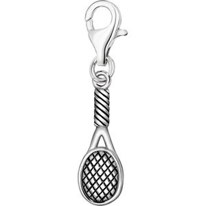 Quiges – 925 - Zilver – Charm - Bedel - Hanger - 3D Tennis Racket - met – sterling - zilver - karabijnslot - geschikt - voor - Zinzi, Thomas – Sabo - Ti Sento - Bedelarmband HC270
