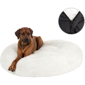 Behave Hondenmand Deluxe - Maat L - 70 cm - Hondenkussen - Hondenbed - Donutmand - Wasbaar - Fluffy - Donut - Wit