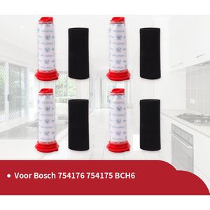 Filters geschikt voor Bosch Athlet series steelstofzuiger - BCH6 - 7541775 - 00754175 Microsan 754176 - 00754176- 4 filters