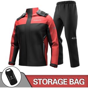 ItsIn® - XL - Motor Regenpak - MotorFiets Regenpak - Waterdicht Regenkleding - Heren en Dames - Zwart Met Rood - 2 delig - Maat: XL