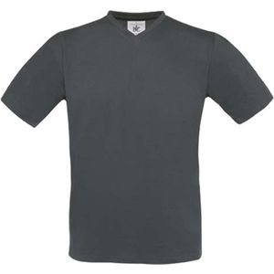 T-shirt Unisex XL B&C V-hals Korte mouw Dark Grey 100% Katoen